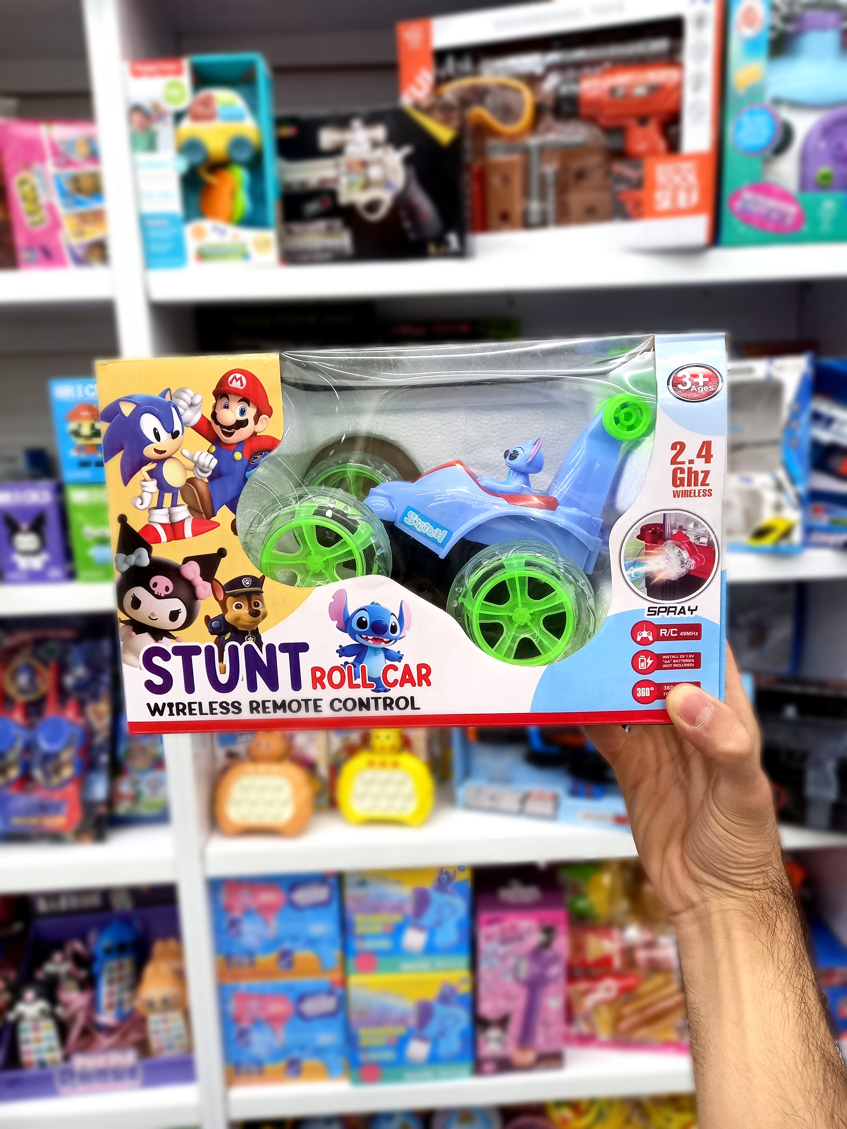 ماشین دیوانه کنترلی شارژی دودزا طرح استیچ Stitch Stunt Roll RC Car