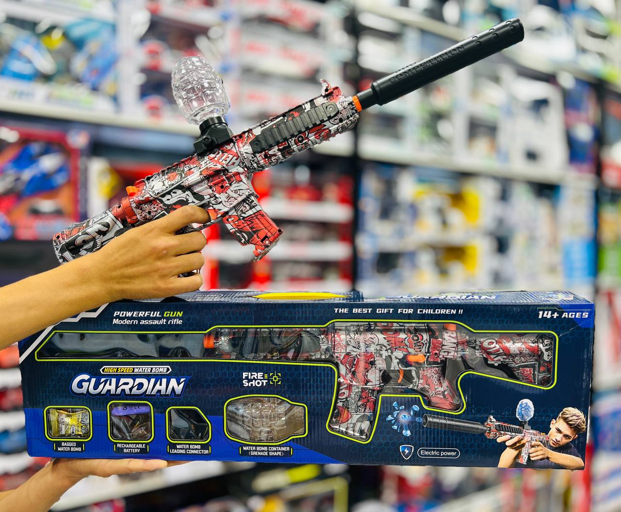 تفنگ تیر ژله‌ای شارژی گاردین Guardian مدل Modern Assault Rifle با صداخفه‌کن و مخزن نارنجکی